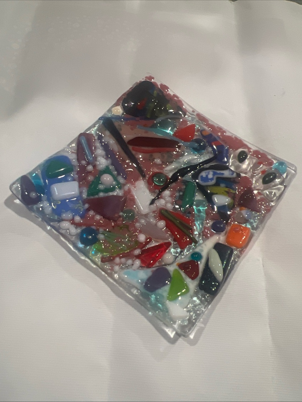 Handmade Multi-Color Fused Glass Art Dish - Brand New, crafted in July 2026